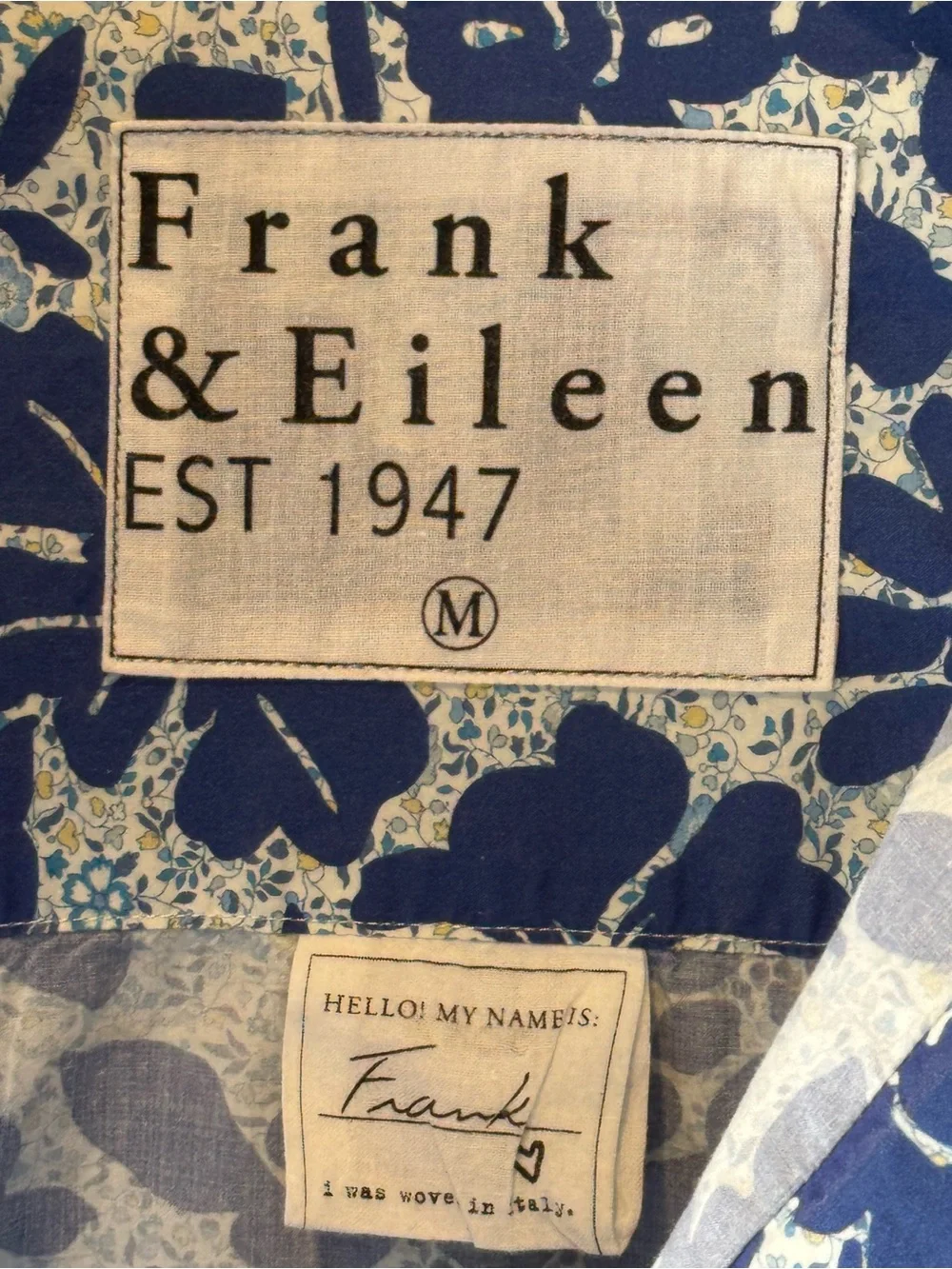 Frank & Eileen Navy and White Floral Button-Down Shirt M - Frank Style - Picture 8 of 11